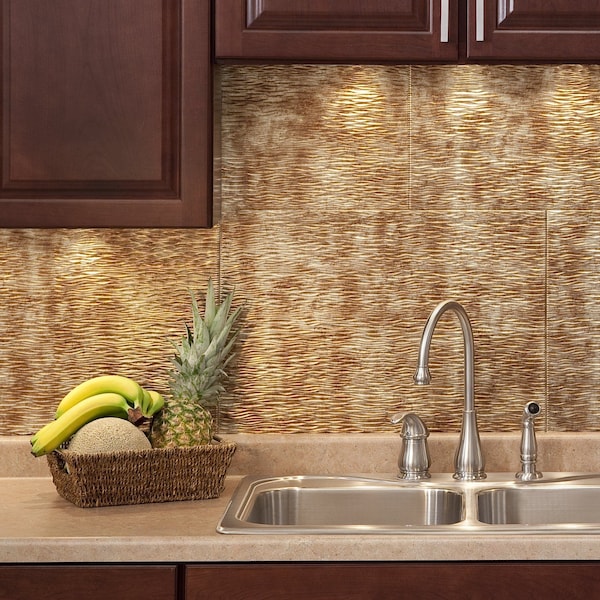 Fasade Fasade 18in x 24in Ripple Bermuda Bronze Backsplash Panel 5pk - PB6217