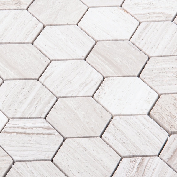 Andova Tiles SAMPLE Channing 2 x 2 Marble Honeycomb Mosaic Floor Use Tile - SAM-ANDCHA129