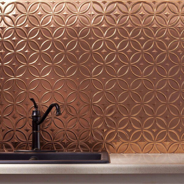 Fasade Fasade 18in x 24in Rings Polished Copper Backsplash Panel 5pk - PB6125