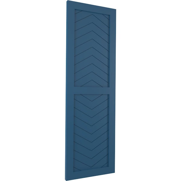 Ekena Millwork True Fit PVC Two Panel Chevron Modern Style Fixed Mount Shutters, Sojourn Blue, 18W x 50H, PR - TFP101CV18X050HB
