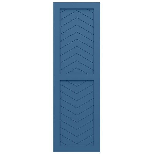 Ekena Millwork True Fit PVC Two Panel Chevron Modern Style Fixed Mount Shutters, Sojourn Blue, 18W x 50H, PR - TFP101CV18X050HB