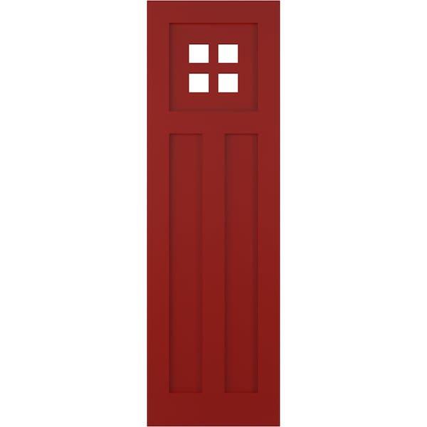 Ekena Millwork True Fit PVC San Antonio Mission Style Fixed Mount Shutters, Fire Red, 12W x 39H, PR - TFP001ST12X039BR