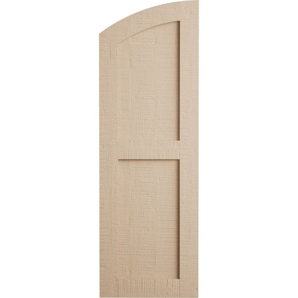 Ekena Millwork Rough Cedar 2 Equal Flat Panel w/Elliptical Top Faux Wood Shutters, 15W x 34H 29 Low Side, PR - SHUFPL15X34RCPR
