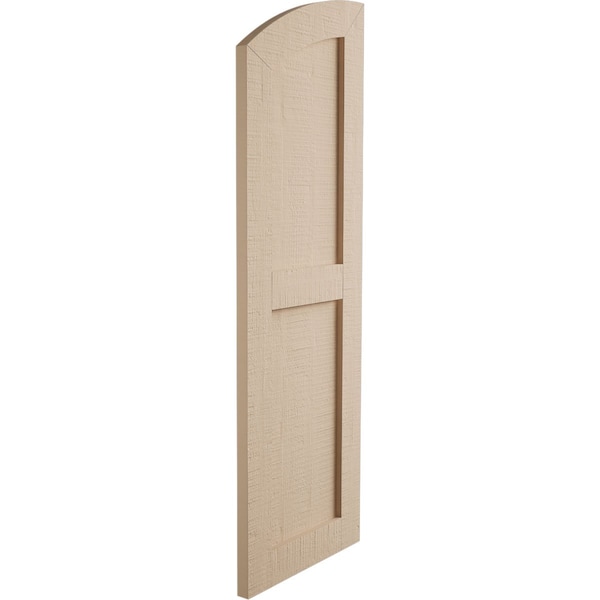 Ekena Millwork Rough Cedar 2 Equal Flat Panel w/Elliptical Top Faux Wood Shutters, 15W x 34H 29 Low Side, PR - SHUFPL15X34RCPR