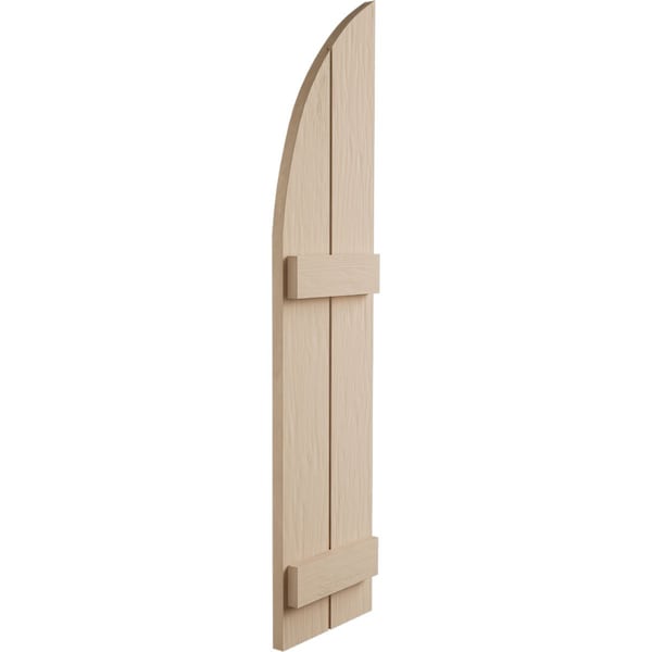 Ekena Millwork Rough Sawn 2 Board Joined Board-n-Batten w/Quarter Round Arch Top Faux Wood Shutters, 11W x 58H, PR - SHUBJQ11X58RSPR