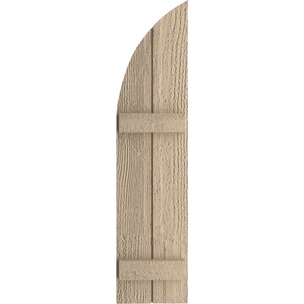 Ekena Millwork Rough Sawn 2 Board Joined Board-n-Batten w/Quarter Round Arch Top Faux Wood Shutters, 11W x 58H, PR - SHUBJQ11X58RSPR