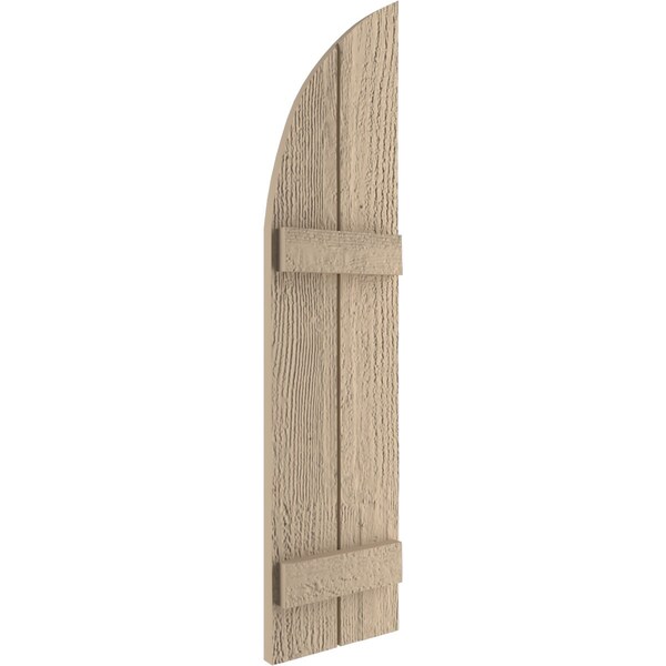 Ekena Millwork Rough Sawn 2 Board Joined Board-n-Batten w/Quarter Round Arch Top Faux Wood Shutters, 11W x 58H, PR - SHUBJQ11X58RSPR