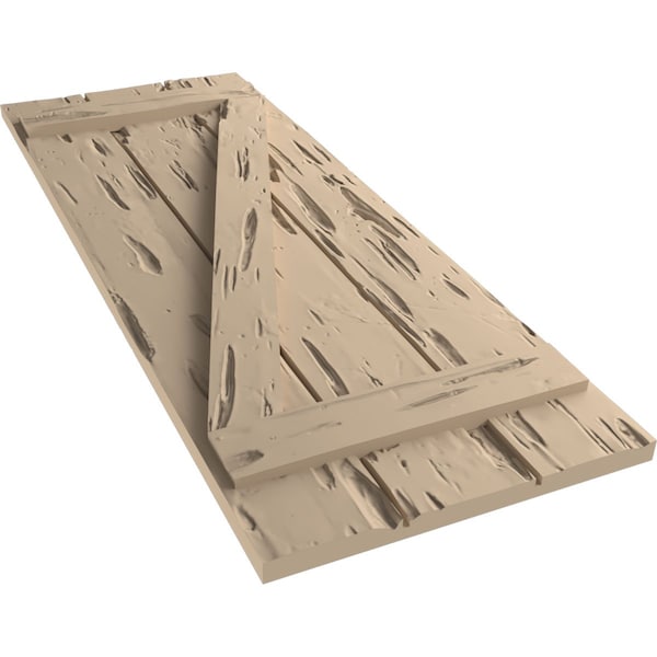Ekena Millwork Rustic Three Board Joined Board-n-Batten Pecky Cypress Faux Wood Shutters w/Z-Board, 16 1/2"W x 48"H - SHUBJZ16X48PCPR