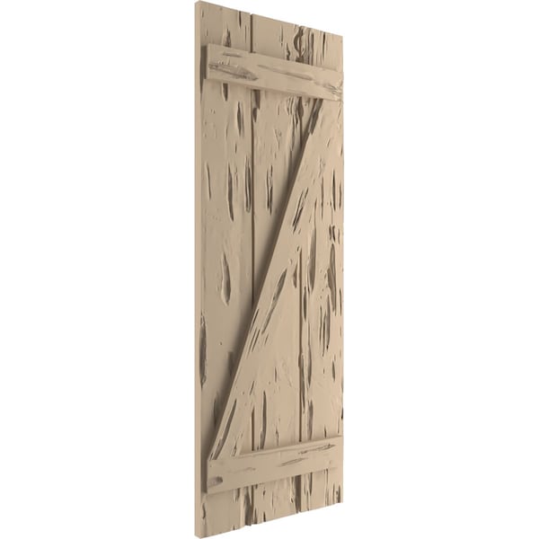Ekena Millwork Rustic Three Board Joined Board-n-Batten Pecky Cypress Faux Wood Shutters w/Z-Board, 16 1/2"W x 48"H - SHUBJZ16X48PCPR