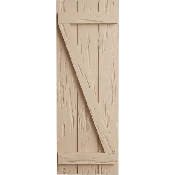 Ekena Millwork Rustic Three Board Joined Board-n-Batten Pecky Cypress Faux Wood Shutters w/Z-Board, 16 1/2"W x 48"H - SHUBJZ16X48PCPR