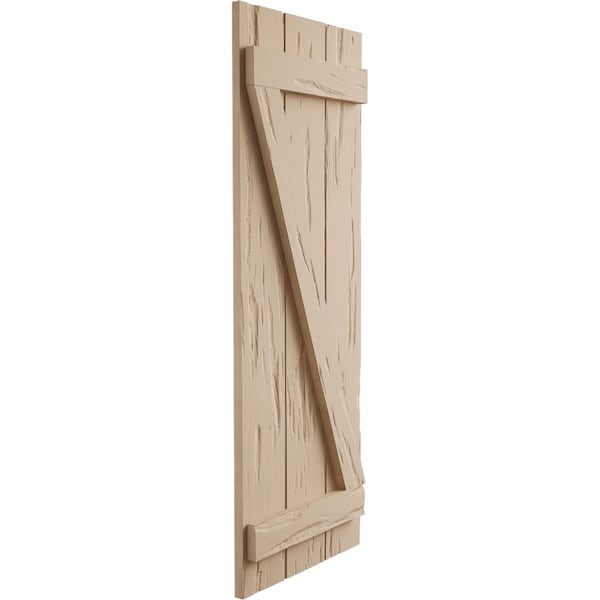 Ekena Millwork Rustic Three Board Joined Board-n-Batten Pecky Cypress Faux Wood Shutters w/Z-Board, 16 1/2"W x 48"H - SHUBJZ16X48PCPR