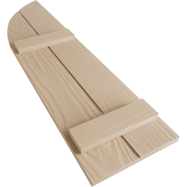 Ekena Millwork Sandblasted 2 Board Joined Board-n-Batten w/Quarter Round Arch Top Faux Wood Shutters, 11W x 72H, PR - SHUBJQ11X72SDPR