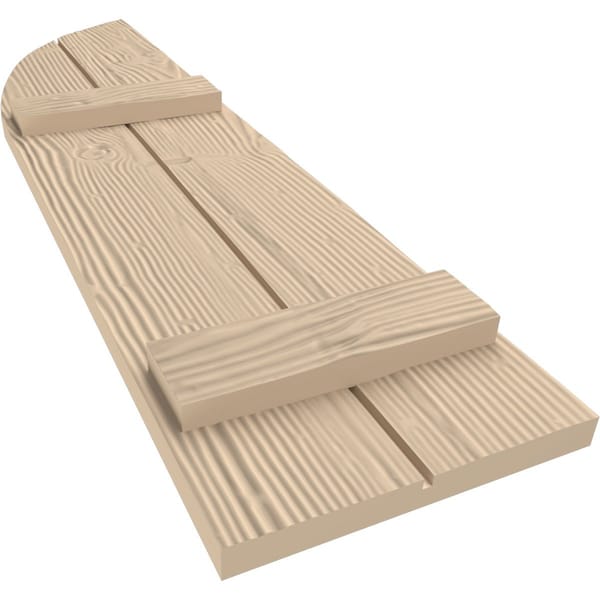 Ekena Millwork Sandblasted 2 Board Joined Board-n-Batten w/Quarter Round Arch Top Faux Wood Shutters, 11W x 72H, PR - SHUBJQ11X72SDPR