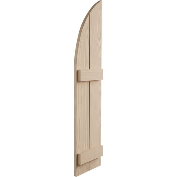 Ekena Millwork Sandblasted 2 Board Joined Board-n-Batten w/Quarter Round Arch Top Faux Wood Shutters, 11W x 72H, PR - SHUBJQ11X72SDPR