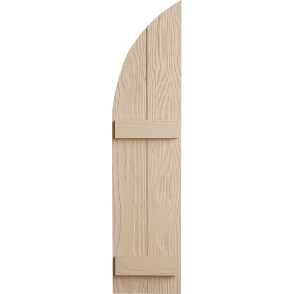 Ekena Millwork Sandblasted 2 Board Joined Board-n-Batten w/Quarter Round Arch Top Faux Wood Shutters, 11W x 72H, PR - SHUBJQ11X72SDPR