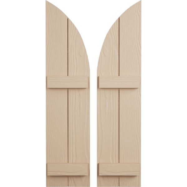 Ekena Millwork Sandblasted 2 Board Joined Board-n-Batten w/Quarter Round Arch Top Faux Wood Shutters, 11W x 72H, PR - SHUBJQ11X72SDPR
