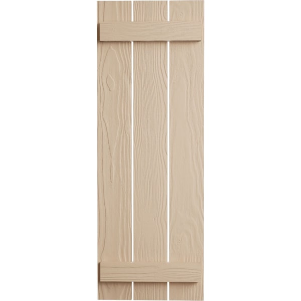 Ekena Millwork Rustic Three Board Spaced Board-n-Batten Sandblasted Faux Wood Shutters, 17 1/2W x 40H, PR - SHUBSS17X40SDPR