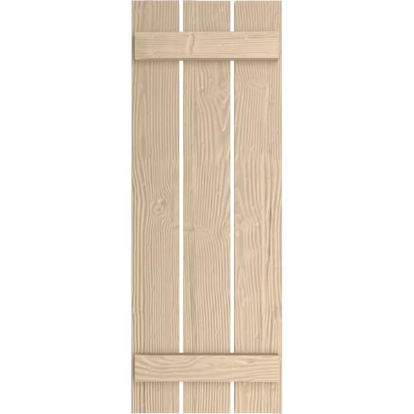 Ekena Millwork Rustic Three Board Spaced Board-n-Batten Sandblasted Faux Wood Shutters, 17 1/2W x 40H, PR - SHUBSS17X40SDPR