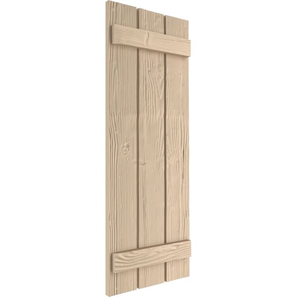 Ekena Millwork Rustic Three Board Spaced Board-n-Batten Sandblasted Faux Wood Shutters, 17 1/2W x 40H, PR - SHUBSS17X40SDPR