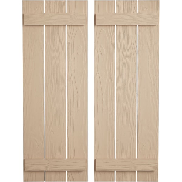 Ekena Millwork Rustic Three Board Spaced Board-n-Batten Sandblasted Faux Wood Shutters, 17 1/2W x 40H, PR - SHUBSS17X40SDPR