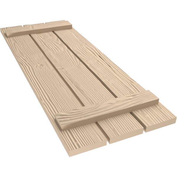 Ekena Millwork Rustic Three Board Spaced Board-n-Batten Sandblasted Faux Wood Shutters, 17 1/2W x 40H, PR - SHUBSS17X40SDPR