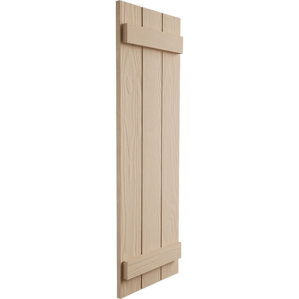 Ekena Millwork Rustic Three Board Spaced Board-n-Batten Sandblasted Faux Wood Shutters, 17 1/2W x 40H, PR - SHUBSS17X40SDPR