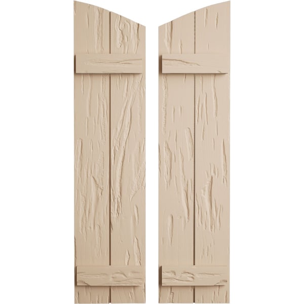 Ekena Millwork Pecky Cypress 2 Board Joined Board-n-Batten w/Elliptical Top Faux Wood Shutters, 11"W x 78"H - SHUBJL11X78PCPR