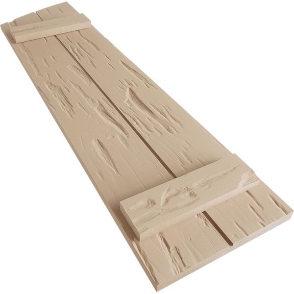 Ekena Millwork Pecky Cypress 2 Board Joined Board-n-Batten w/Elliptical Top Faux Wood Shutters, 11"W x 78"H - SHUBJL11X78PCPR
