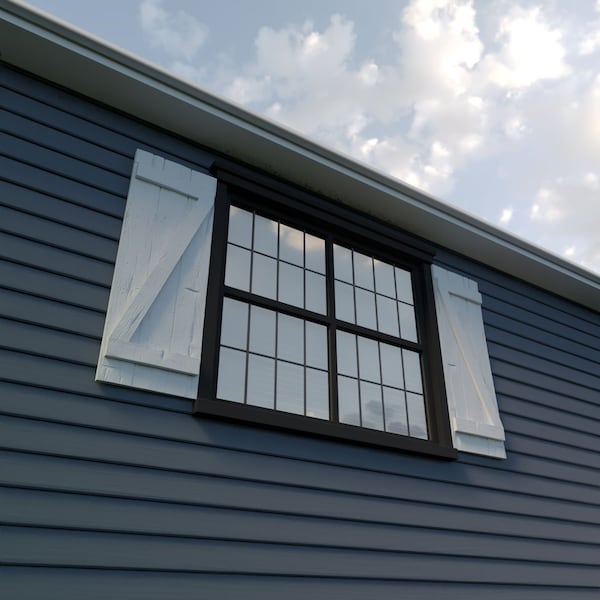 Ekena Millwork Rustic Three Board Joined Board-n-Batten Hand Hewn Faux Wood Shutters w/Z-Board, 16 1/2"W x 88"H - SHUBJZ16X88HHPR