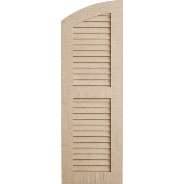 Ekena Millwork Rough Cedar 2 Equal Louver w/Elliptical Top Faux Wood Shutters, 18W x 84H 78 Low Side, PR - SHULVL18X84RCPR
