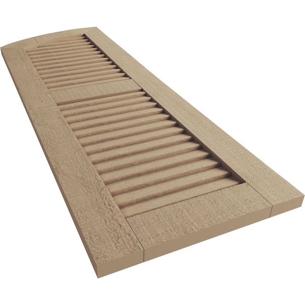 Ekena Millwork Rough Cedar 2 Equal Louver w/Elliptical Top Faux Wood Shutters, 18W x 84H 78 Low Side, PR - SHULVL18X84RCPR
