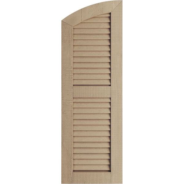 Ekena Millwork Rough Cedar 2 Equal Louver w/Elliptical Top Faux Wood Shutters, 18W x 84H 78 Low Side, PR - SHULVL18X84RCPR