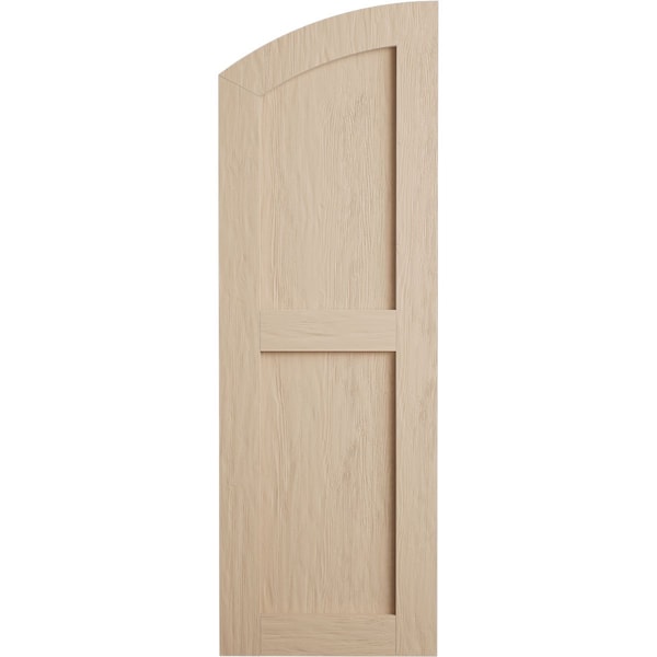 Ekena Millwork Rough Sawn 2 Equal Flat Panel w/Elliptical Top Faux Wood Shutters, 12W x 74H 70 Low Side, PR - SHUFPL12X74RSPR