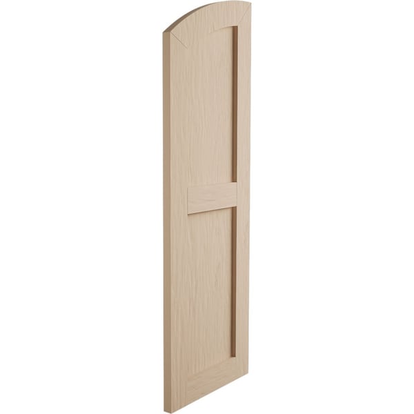 Ekena Millwork Rough Sawn 2 Equal Flat Panel w/Elliptical Top Faux Wood Shutters, 12W x 74H 70 Low Side, PR - SHUFPL12X74RSPR