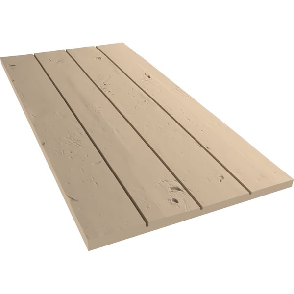 Ekena Millwork Rustic Four Board Joined Board-n-Batten Knotty Pine Faux Wood Shutters w/No Batten, 22W x 24H, PR - SHUBJN22X24KPPR