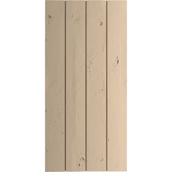 Ekena Millwork Rustic Four Board Joined Board-n-Batten Knotty Pine Faux Wood Shutters w/No Batten, 22W x 24H, PR - SHUBJN22X24KPPR