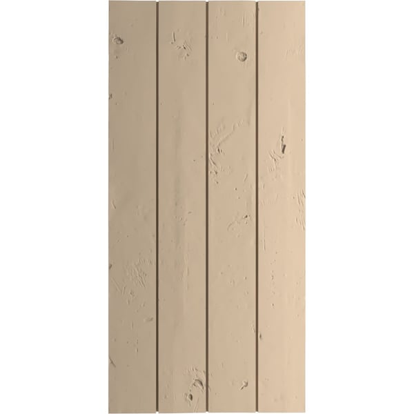 Ekena Millwork Rustic Four Board Joined Board-n-Batten Knotty Pine Faux Wood Shutters w/No Batten, 22W x 24H, PR - SHUBJN22X24KPPR
