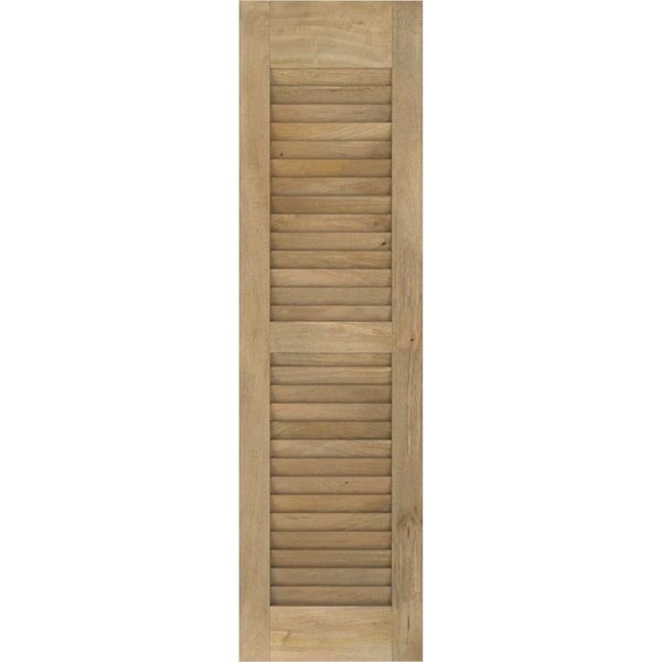 Ekena Millwork 12W x 72H Americraft Two Equal Louver Exterior Real Wood Shutters, Unfinished, PR - RW101LV12X72UNH