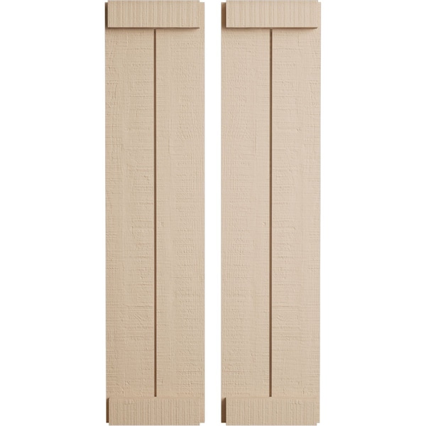 Ekena Millwork Rustic Two Board Joined Board-n-Batten Rough Cedar Faux Wood Shutters w/End Batten, 11W x 60H, PR - SHUBJE11X60RCPR