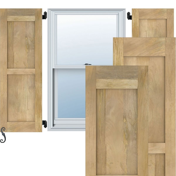 Ekena Millwork Americraft 2 Equal Flat Panel Exterior Real Wood Shutters, RW101FP18X77UNH, PR - RW101FP18X77UNH