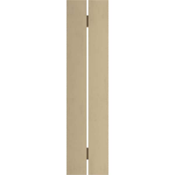 Ekena Millwork Rustic Two Board Spaced Board-n-Batten Knotty Pine Faux Wood Shutters, 11 1/2W x 34H, PR - SHUBSS11X34KPPR