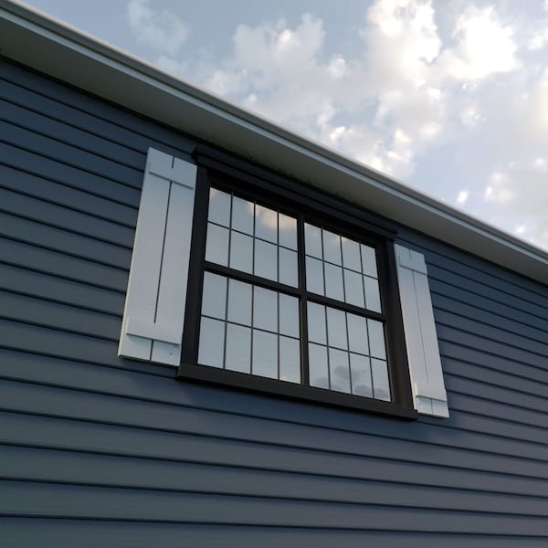 Ekena Millwork Rustic Two Board Spaced Board-n-Batten Knotty Pine Faux Wood Shutters, 11 1/2W x 34H, PR - SHUBSS11X34KPPR
