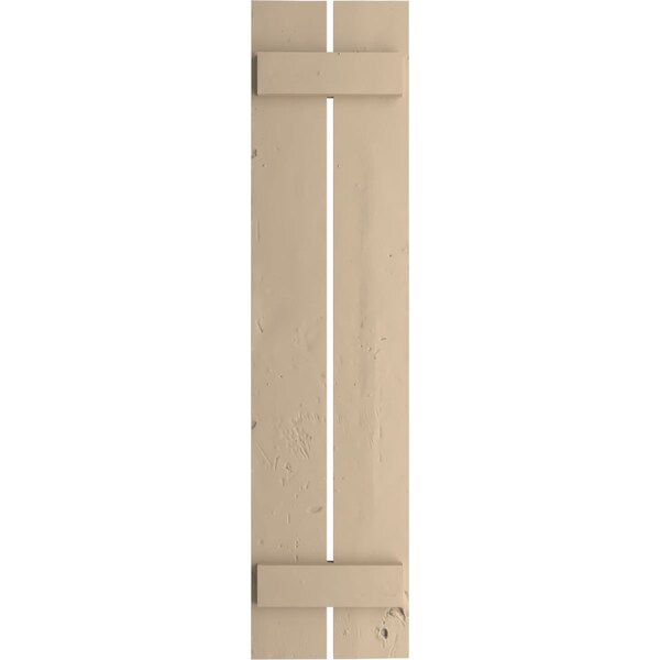 Ekena Millwork Rustic Two Board Spaced Board-n-Batten Knotty Pine Faux Wood Shutters, 11 1/2W x 34H, PR - SHUBSS11X34KPPR