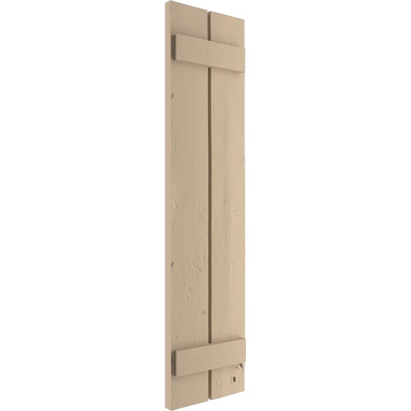 Ekena Millwork Rustic Two Board Spaced Board-n-Batten Knotty Pine Faux Wood Shutters, 11 1/2W x 34H, PR - SHUBSS11X34KPPR