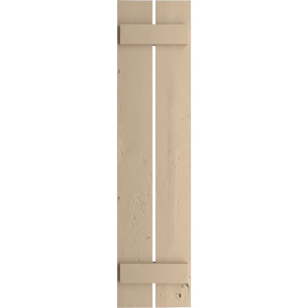 Ekena Millwork Rustic Two Board Spaced Board-n-Batten Knotty Pine Faux Wood Shutters, 11 1/2W x 34H, PR - SHUBSS11X34KPPR