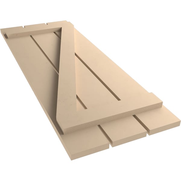 Ekena Millwork Rustic Three Board Spaced Board-n-Batten Smooth Faux Wood Shutters w/Z-Board, 17 1/2W x 80H, PR - SHUBSZ17X80SMPR
