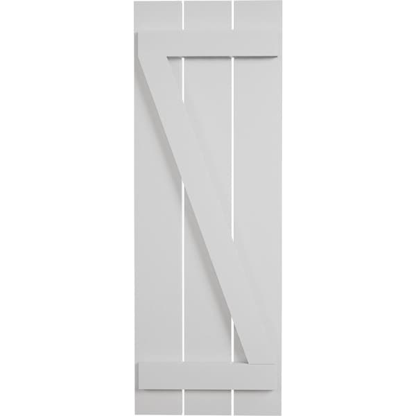 Ekena Millwork Rustic Three Board Spaced Board-n-Batten Smooth Faux Wood Shutters w/Z-Board, 17 1/2W x 80H, PR - SHUBSZ17X80SMPR