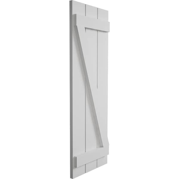 Ekena Millwork Rustic Three Board Spaced Board-n-Batten Smooth Faux Wood Shutters w/Z-Board, 17 1/2W x 80H, PR - SHUBSZ17X80SMPR
