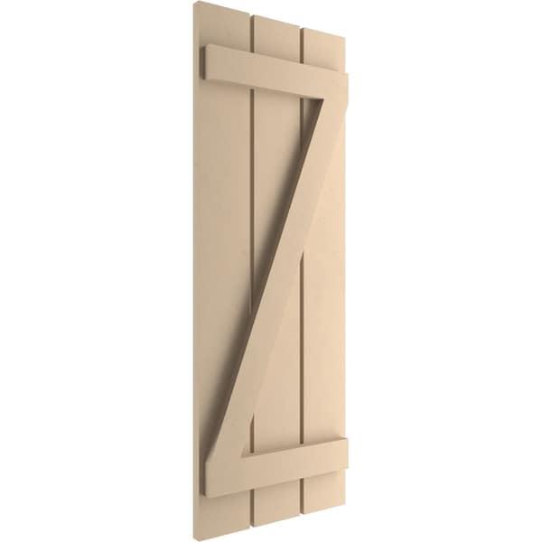 Ekena Millwork Rustic Three Board Spaced Board-n-Batten Smooth Faux Wood Shutters w/Z-Board, 17 1/2W x 80H, PR - SHUBSZ17X80SMPR