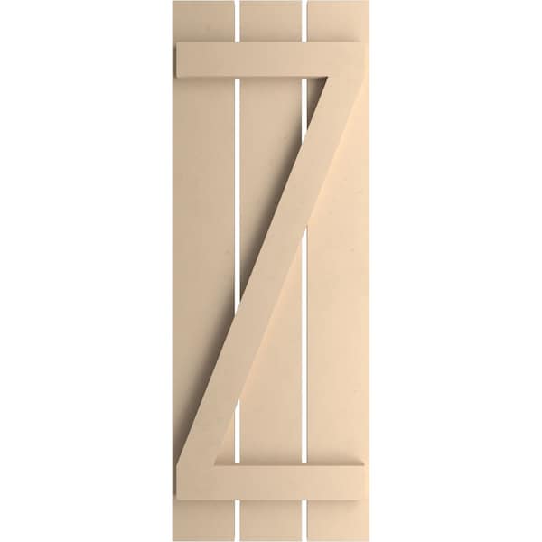 Ekena Millwork Rustic Three Board Spaced Board-n-Batten Smooth Faux Wood Shutters w/Z-Board, 17 1/2W x 80H, PR - SHUBSZ17X80SMPR